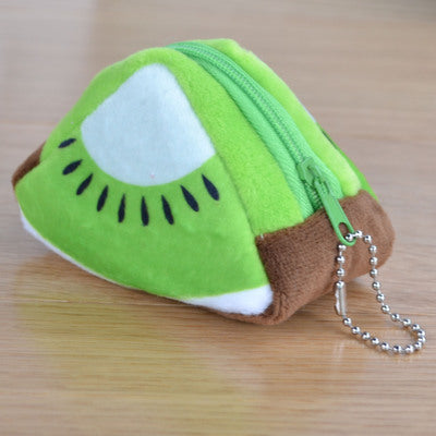 Children's Day Creative Gift Plush Solid Triangle Fruit Zero Wallet Coin Bag Key Bag Strap